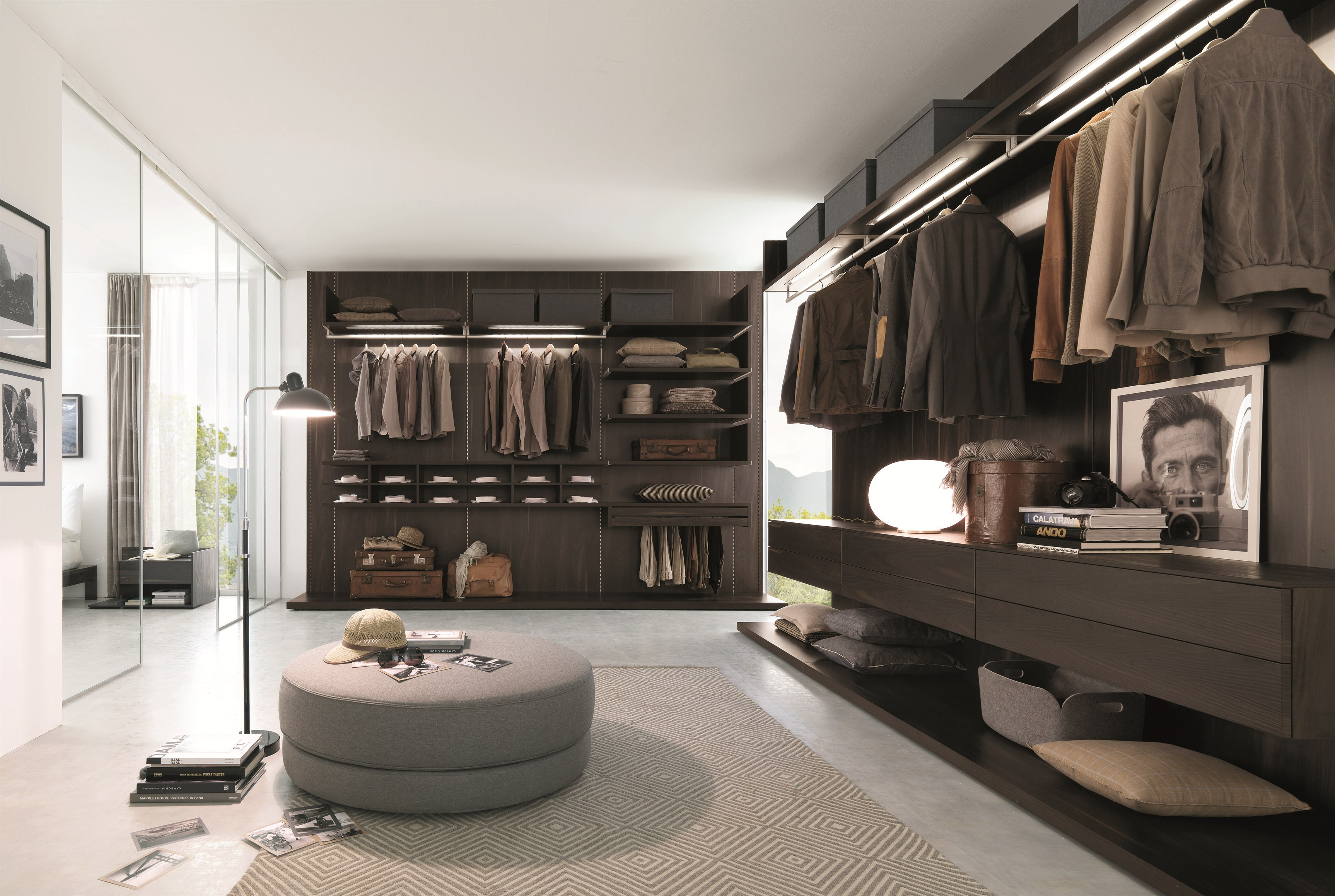 Large Wooden Walk in Built-in Wardrobe for Modern Apartment 2D/3D and High End Design