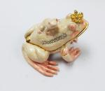 Bejewelled Promotional Gift Alloy Hand painted frog and crab playing on lotus