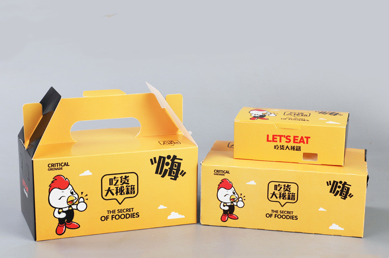Small Cube Fried Chicken Takeaway Kraft Paper Snack Boxes With Window