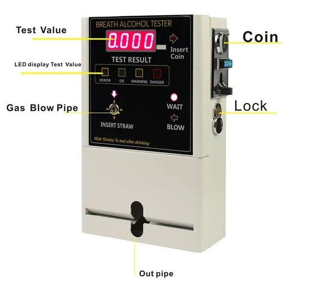 Home At319 Digital Alcohol Breathalyzer Coin Operated