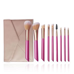 Quality 9 Pieces Glitter Pink Pretty Pink Makeup Brush Collection Skin Like Finish wholesale