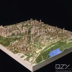 Wooden Landscape Architectural Site Model Miniature Buildings Aecom 1/3000