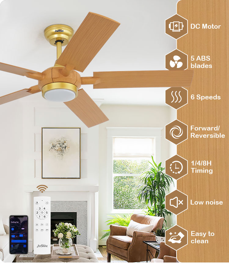 1stshine LED Ceiling Fan with Remote Wood Grain Finish 5 Blades Logo 1stshine/OEM Logo