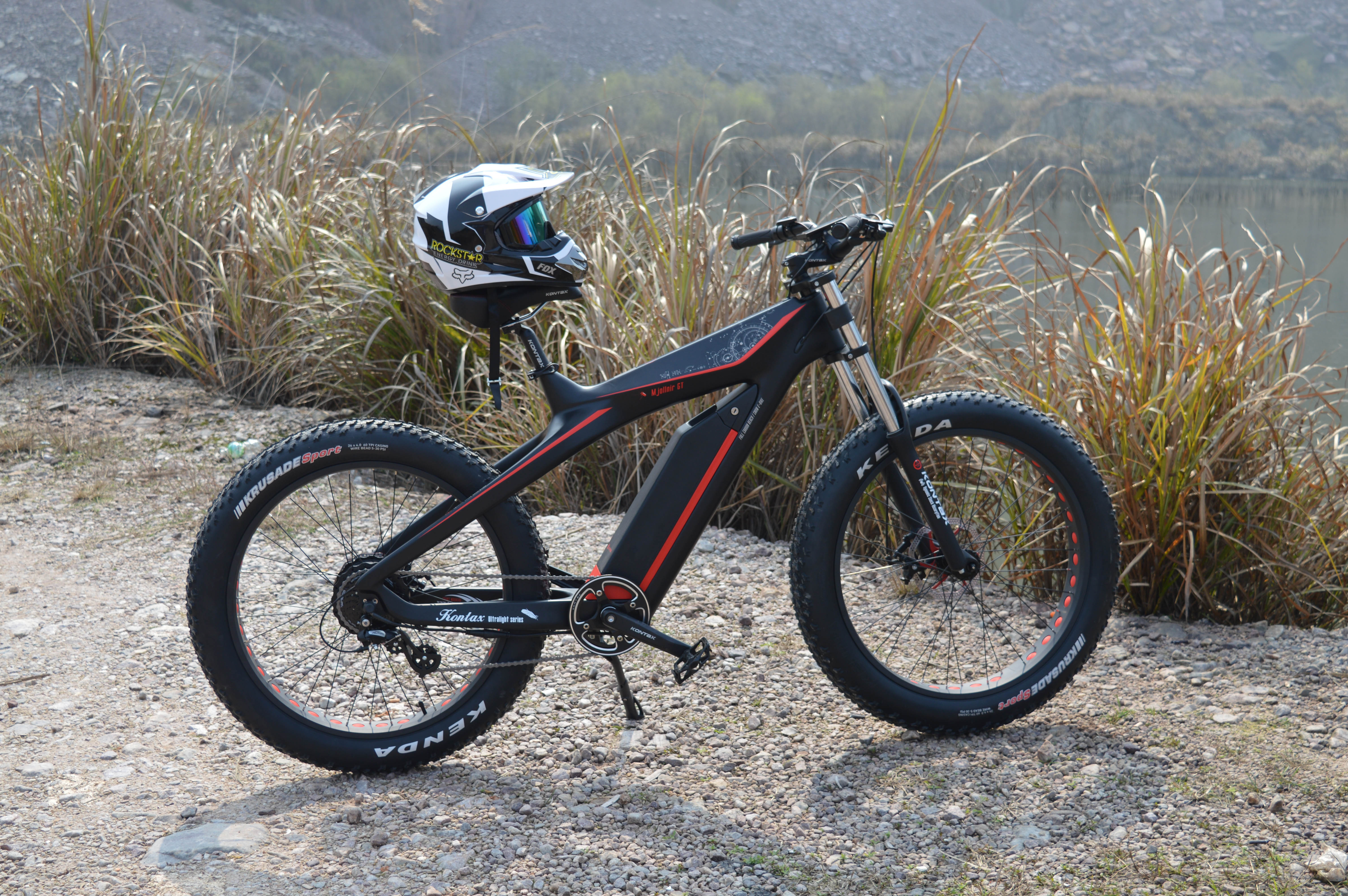 Domanca Carbon Fiber Fat Tire Electric Bike Off eBike 750w with JELLY POWER Battery