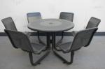 Commercial Metal Picnic Table And Chair Set Round Shape Weather Resistant