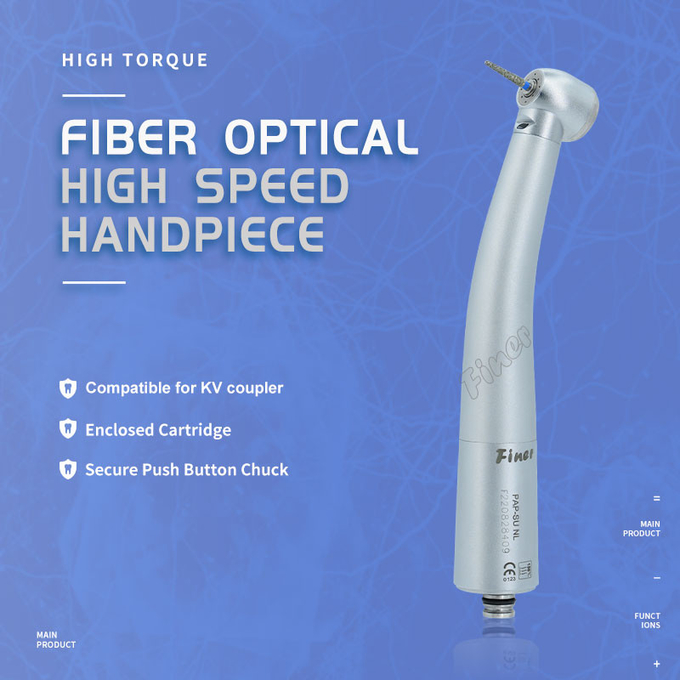 Push Button Dental Turbine Handpiece Fiber Optical Source High Speed 350000rpm