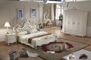 Quality luxury French style cream bed room set furniture wholesale