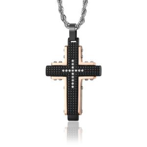 Quality 316L Stainless Steel Cross Pendant Necklace 1 Color Jesus Christ Large Cross Necklace for Men wholesale
