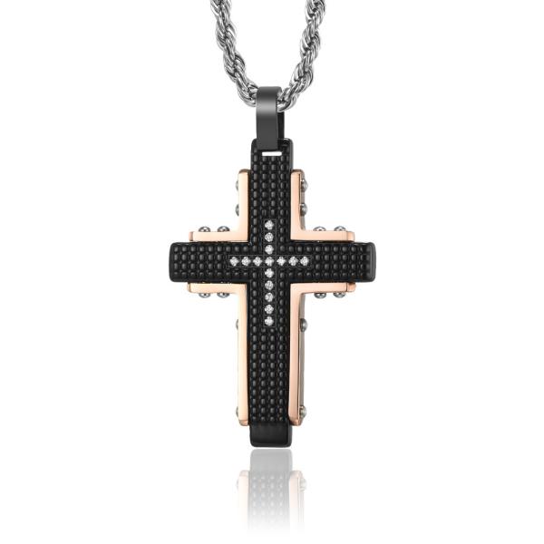 316L Stainless Steel Cross Pendant Necklace 1 Color Jesus Christ Large Cross