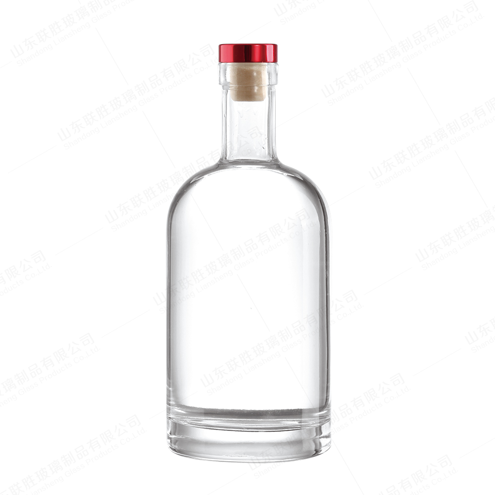 Glass Collar 500ml 700ml 750ml Round Barrique CT Spirit Glass Bottle for OEM/ODM