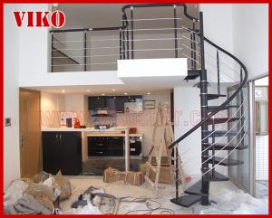 Quality Spiral StaircaseVH31S Tread Beech Aluminum Spiral Stainless Steel Stair Curved Glass Handrail 304 Stainless Steel wholesale
