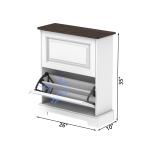 2 Flip-drawers Farmhouse Design Shoe cabinet with double shoe rack