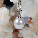 Women 18K White Gold Natural Freshwater Pearl Pendant Necklace (GDN011)