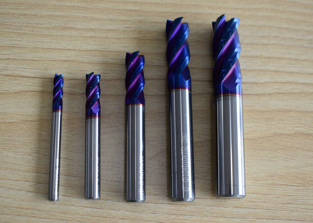 Cutting Tool NACo4 Blue HRC65 Degree Solid Carbide End Mill
