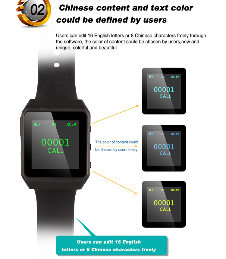 KTV waiter calling system wireless call button and watch receiver
