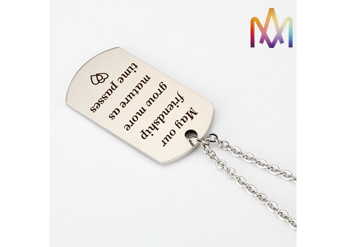 2.5mm Thickness SS304 Mens Engravable Pendant Necklaces
