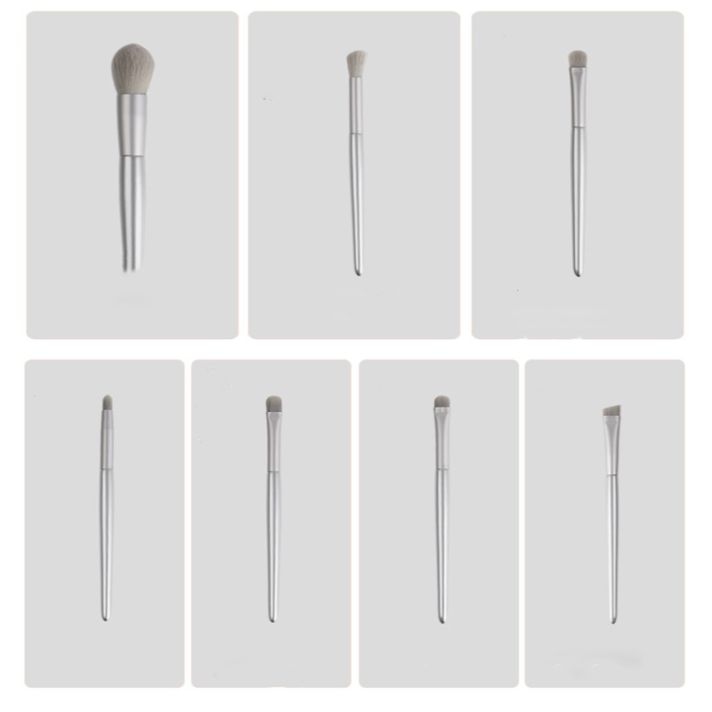 Cosmetics Tool Vegan Makeup Brushes OEM Logo Gray Straight Design 0.2kg