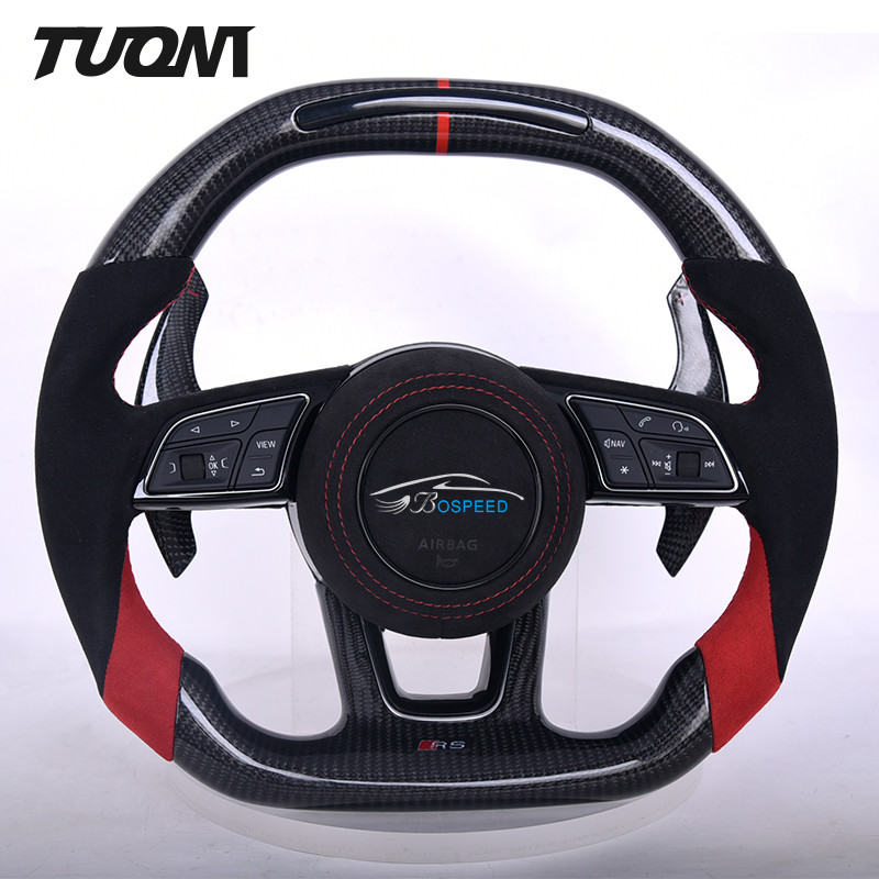 Carbon Fiber Steering Wheel For Audi RS3 RS4 RS5 RS6 S3 S4 S5 S6 S7 Flat Top Bottom