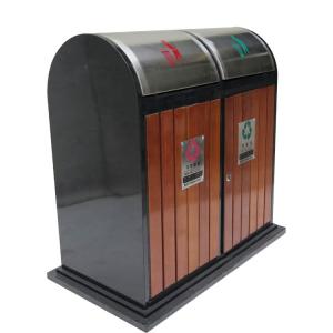 Quality Rectangular 30L 7.9gal Double Wooden Trash Bin wholesale