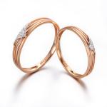 18K Rose Gold White Gold Diamonds Wedding Band Ring Couple Ring (GDR014)