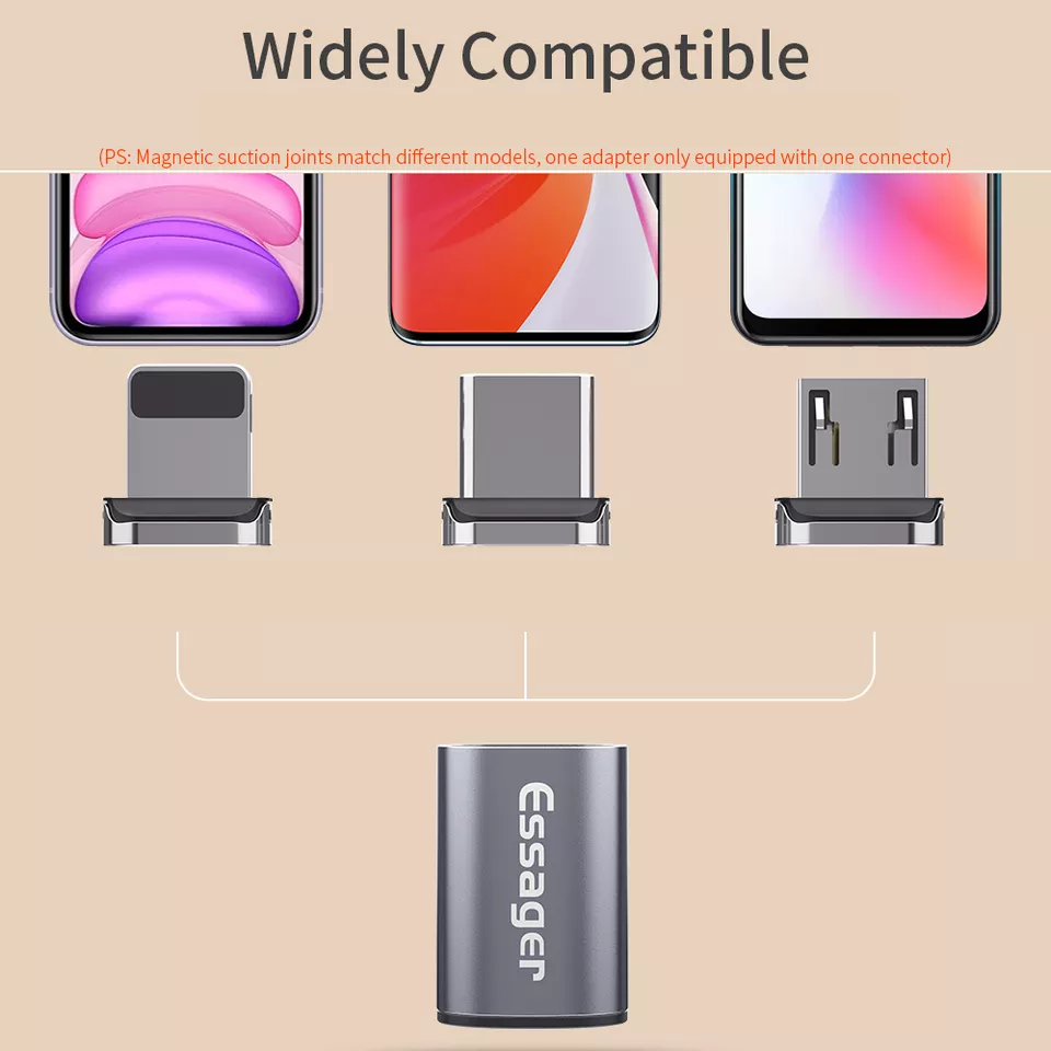 Essager 2022 Mini Magnetic Type C Female to Micro USB Type C Quick Charge Data Transmission Adaptor OTG Adapter