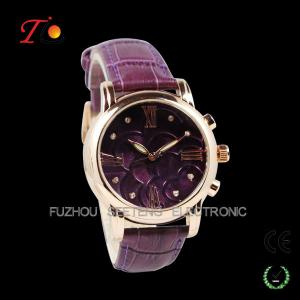 Quality Colorful leather band lady fashion gold watch with UAE style for promotion wholesale