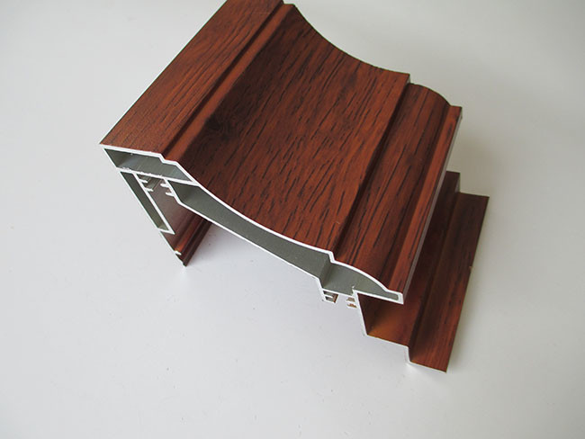 Mahogany Wooden Grain Transfer Aluminum Door Profiles For Door Cover