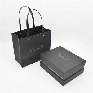 Quality Recycled High End Shopping Bag , 128gsm Pantone Matte Black Gift Bags wholesale