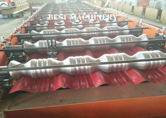 Trapezoid Roof Tile Roll Forming Machine YX1100 Russian Type PPGI Material