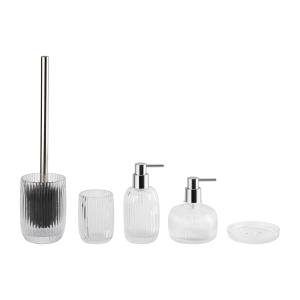 Quality Ribbed Clear Bathroom Toilet Accessories Set 5pcs Pumpkin Style Lotion Pump Bottle wholesale