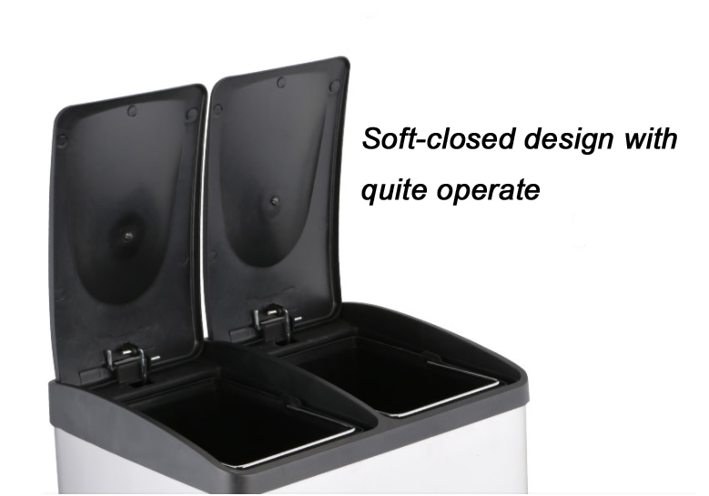 Commercial Dual Compartment Pedal Bin Trash Bin With Foot Pedal For Kitchen