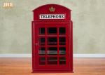 British Telephone Booth Cabinets Decorative Wooden Cabinet Red Color MDF Floor