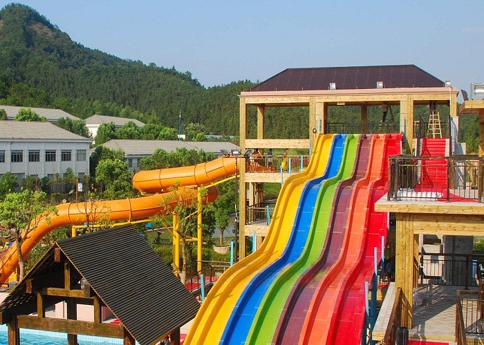 Rainbow Adult Swimming Pool Water Slides For Holiday Resort 2-14 Visitors