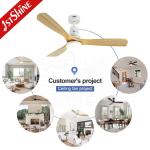 52" Led Ceiling Fan Wood Blade Ac Motor Low Noise 3 Speeds Remote Control