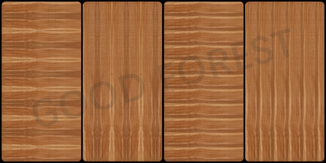 Natural Anigre Wood Veneer Sheets Specially Figured Grain Red Color