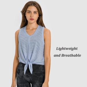 Quality Jacquard Bandage Ladies Yoga Tops Sweat Wicking Fitness Sleeveless Short Tank Top wholesale
