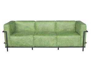 Quality Green Leather 3 Seater Sofa Vintage Leather Sofa With Tube Iron Frame wholesale