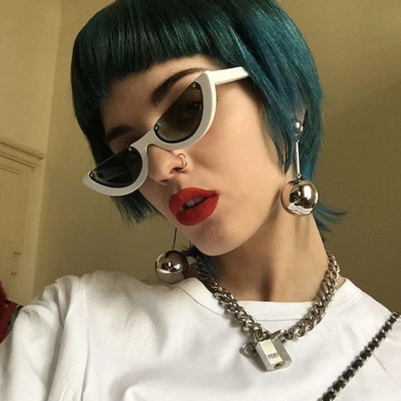 Half Moon Frame Half Round Sunglasses Vintage Retro Clout Goggles