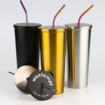 Custom Logo Coffee Vacuum Tumbler Bottle Mugs With Straw