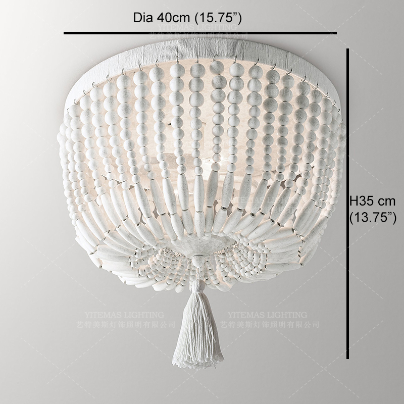 Weathered White wood beads chandelier lighting Pendant bedroom white chandelier(WH-CI-148)