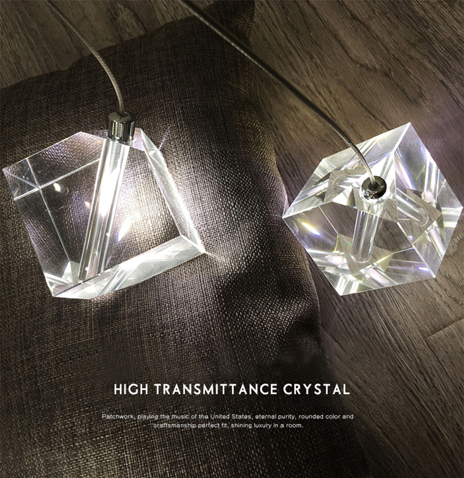 LED square pendant lights hotel villa large spiral staircase chrome Diamond Chandelier(WH-NC-57)