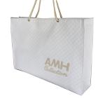 Bridal White Quilted NonWoven Fabric Small Square Veins Burning Letter Logo