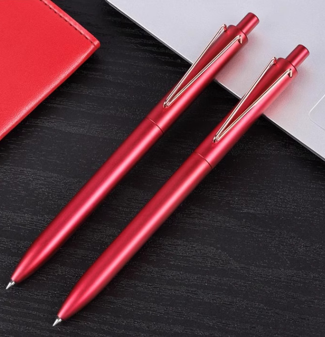 Signature Pen Business Professional Pen High end Metal Pen with Clip Press type Advertising Pen V-shaped Ball Pen