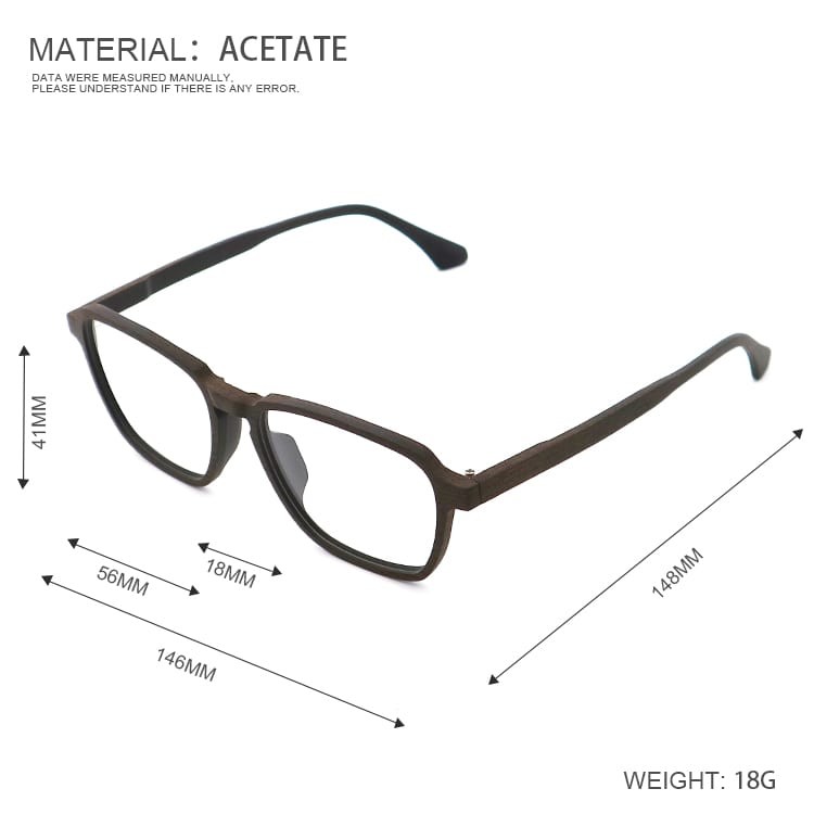 Gold Black Glasses Wood Frame Acetate Wood Copy Glasses Frame MR 1694