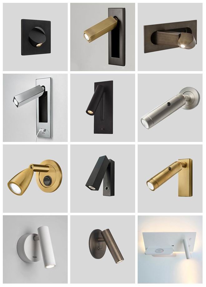 Rotate recessed mounted bedside wall lamp/led reading light led bed wall light for hotel rooms