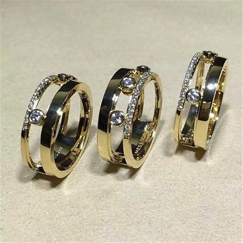 Luxury jewelry Mk Three drill sliding ring material 18k white gold yellow gold rose gold diamond ring