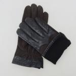 Touch Screen Mens Black Leather Winter Gloves , Soft Plain Style Mens Fashion