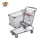 Supermarket Metal Wire Shopping Trolley Cart With Plastic Cover
