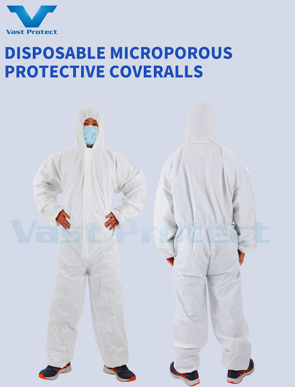 White Disposable Hooded Coverall For Water Proof Function Polyethylene Material