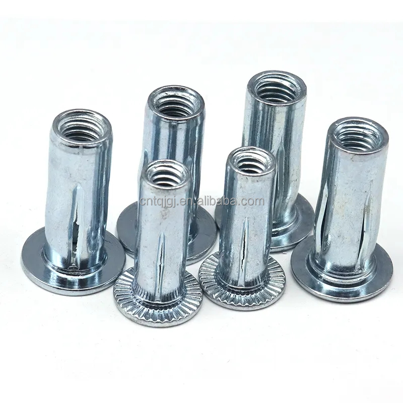Customizable DIN Standard Stainless Steel/Carbon Steel Automotive Parts Slotted Expansion Rivet Nut for Galvanized Finish